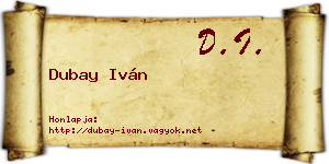 Dubay Iván névjegykártya